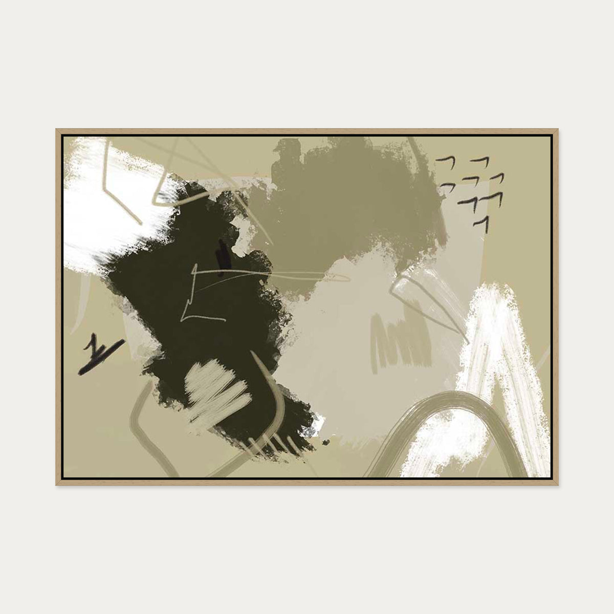 Mark Making Study Canvas Art — 70 x 100 cm — Oak Frame