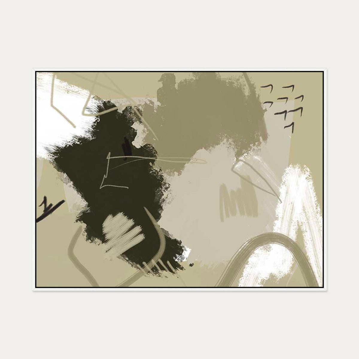 Mark Making Study Canvas Art — 90 x 120 cm — White Frame