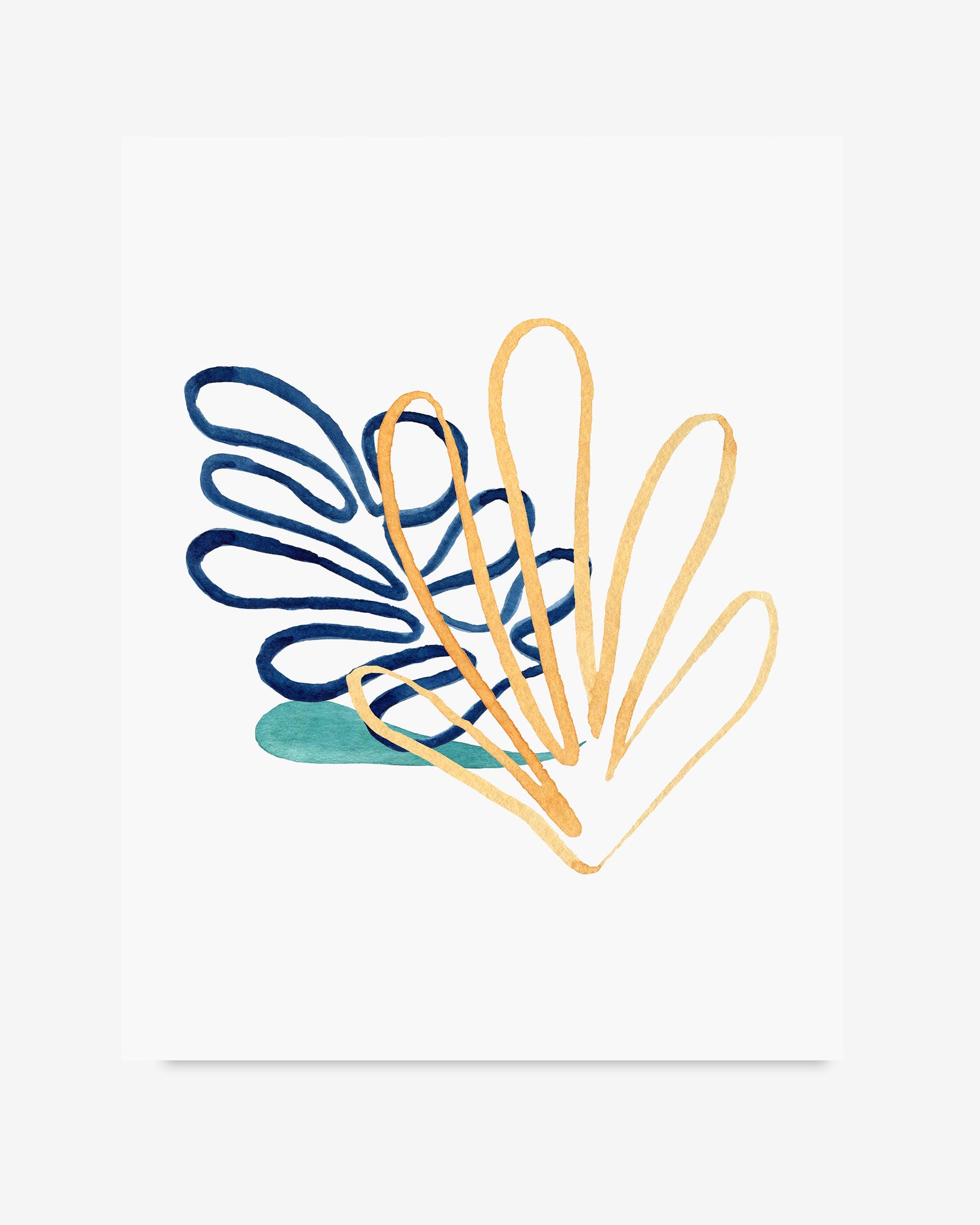 Abstract design with blue and gold elements on a white background