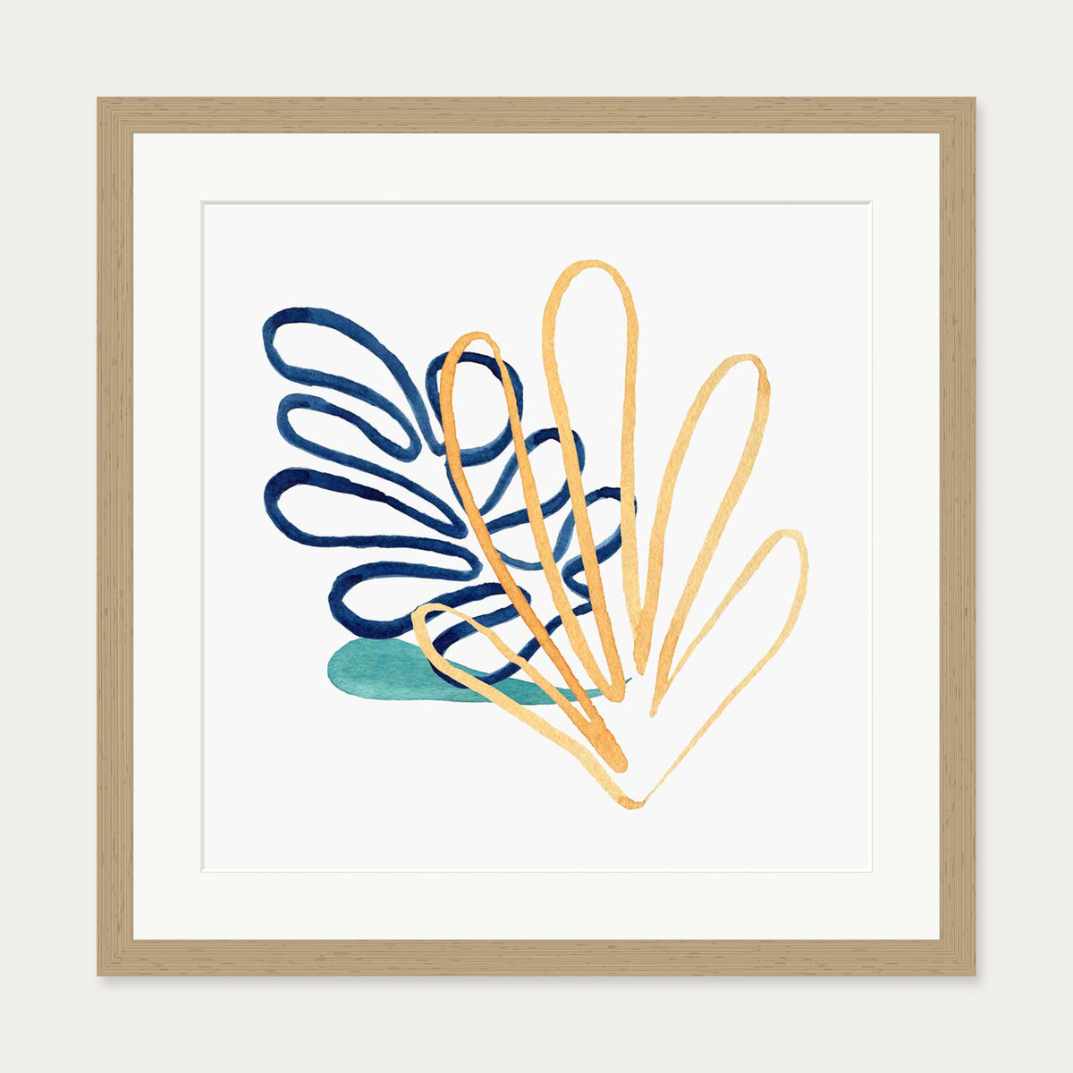Matisse Botanical Square Art Print — 50 x 50 cm — Oak Frame