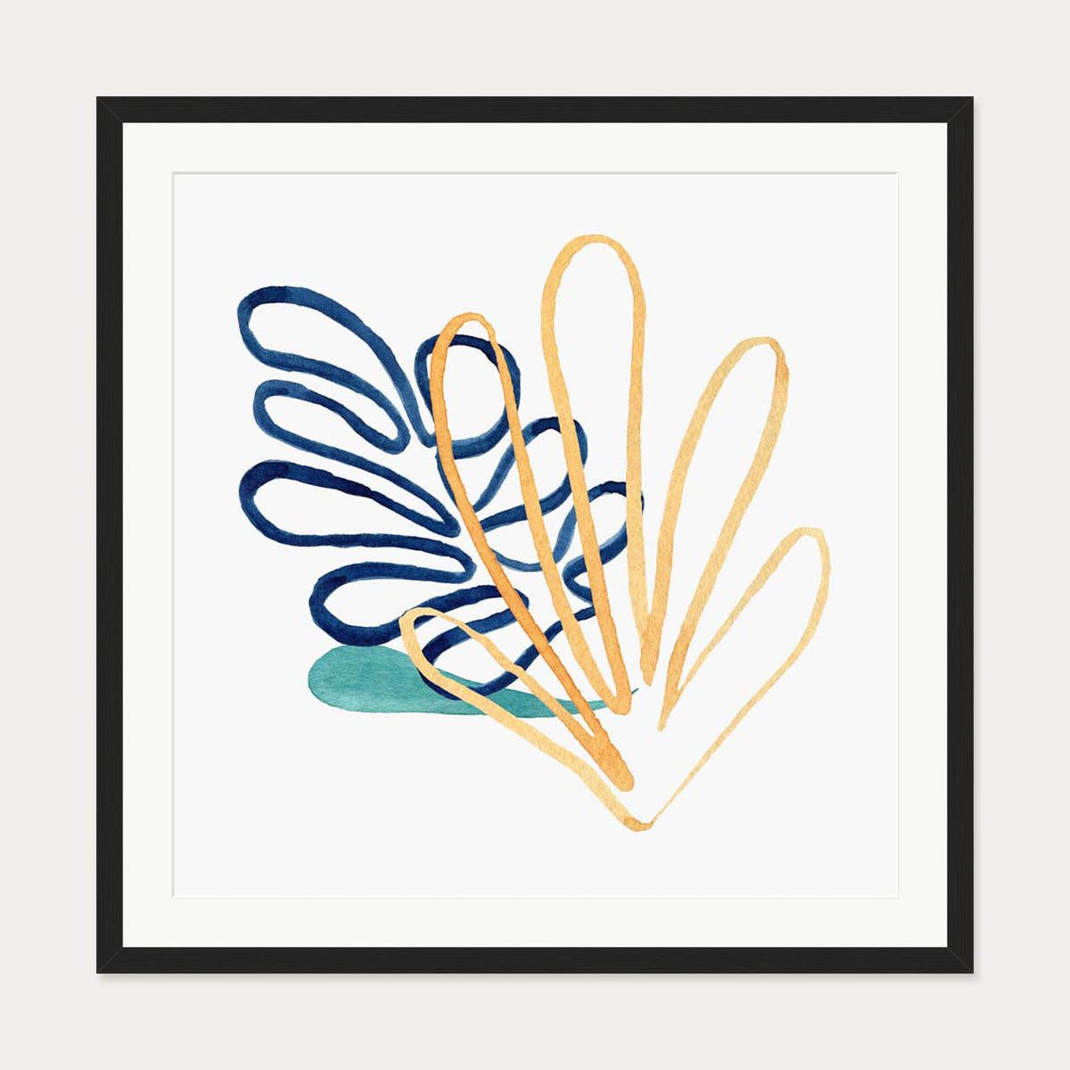 Matisse Botanical Square Art Print — 70 x 70 cm — Black Frame