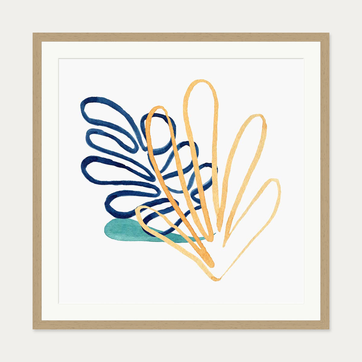 Matisse Botanical Square Art Print — 70 x 70 cm — Oak Frame