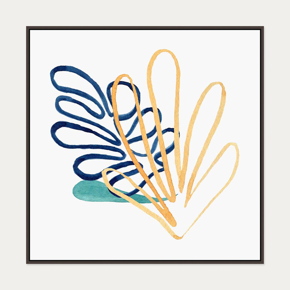 Matisse Botanical Square Canvas Art — 100 x 100 cm — Brown Frame