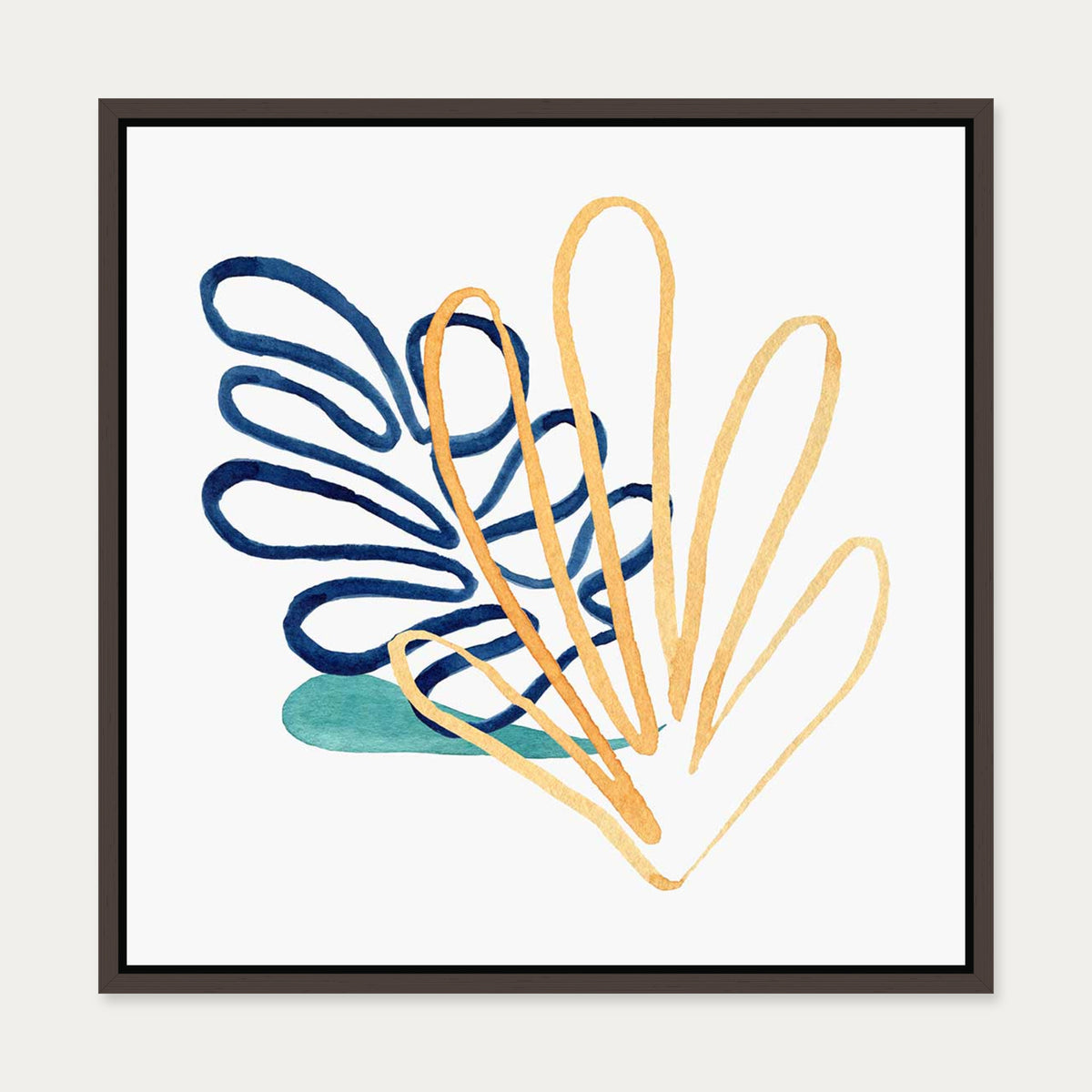 Matisse Botanical Square Canvas Art — 50 x 50 cm — Brown Frame