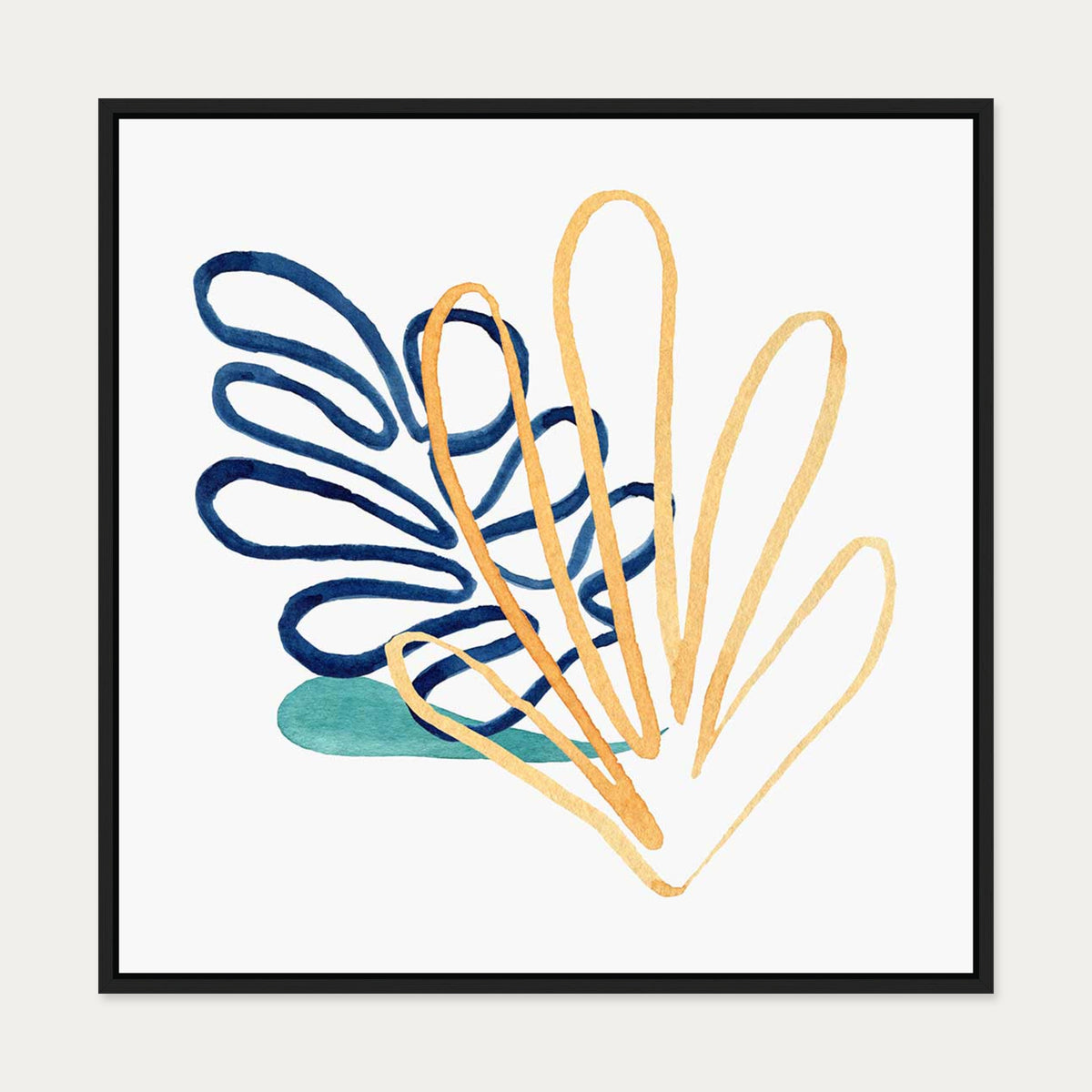 Matisse Botanical Square Canvas Art — 70 x 70 cm — Black Frame