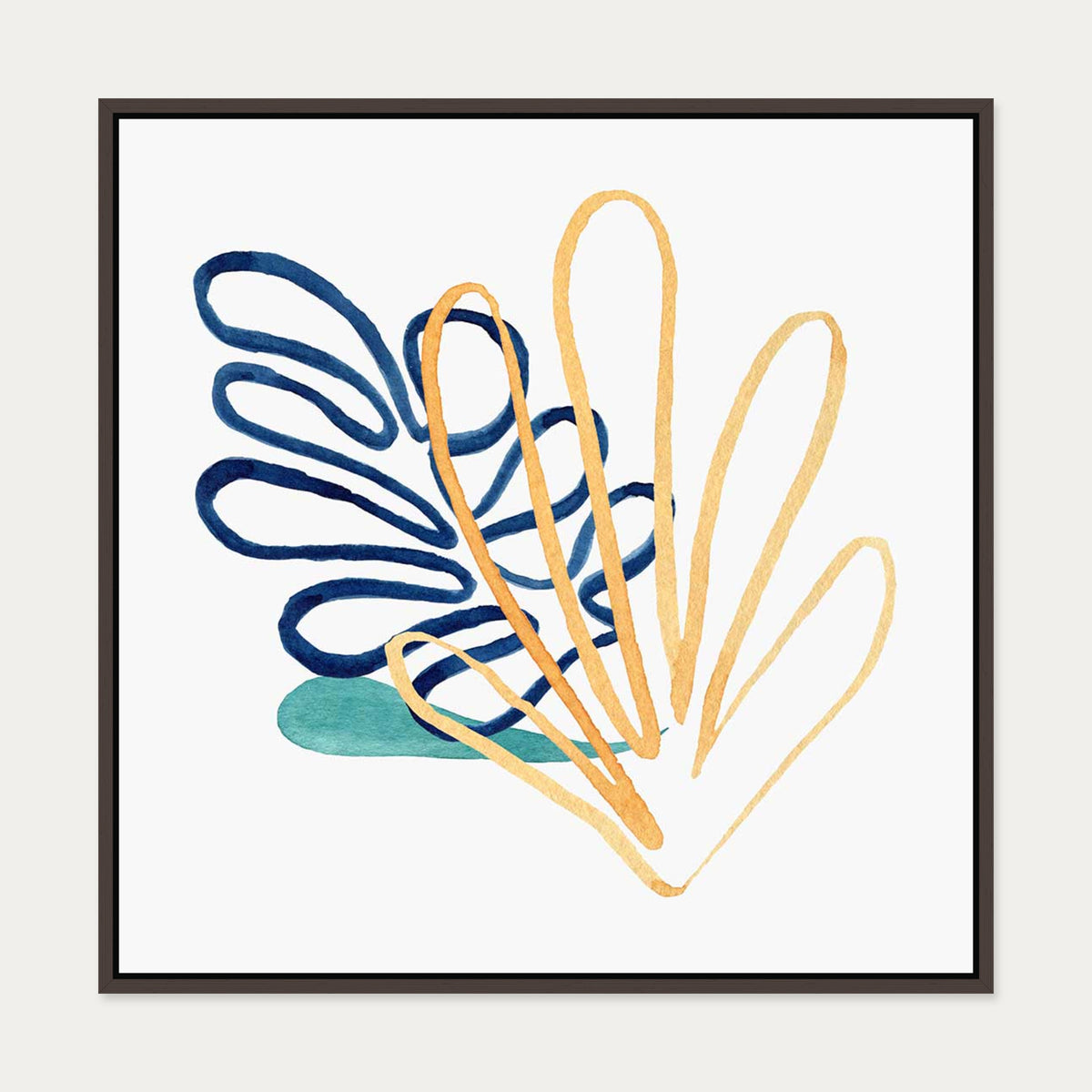 Matisse Botanical Square Canvas Art — 70 x 70 cm — Brown Frame