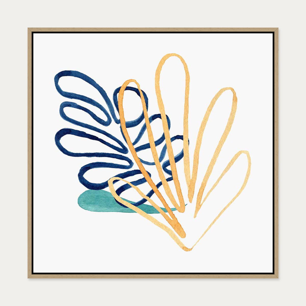 Matisse Botanical Square Canvas Art — 70 x 70 cm — Oak Frame