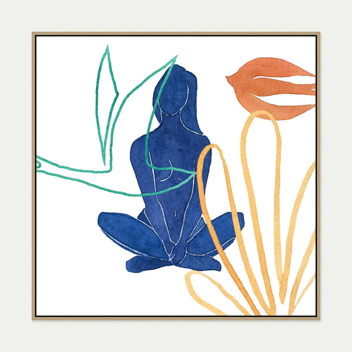 Matisse Female Nude Canvas Art — 100 x 100 cm — Oak Frame