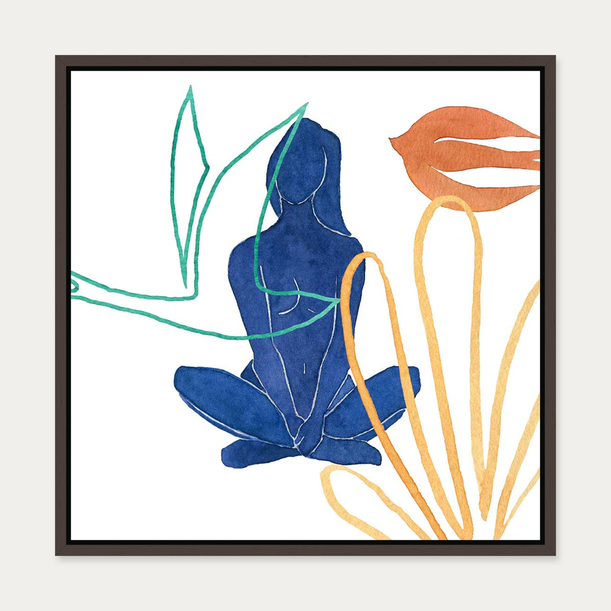 Matisse Female Nude Canvas Art — 50 x 50 cm — Brown Frame