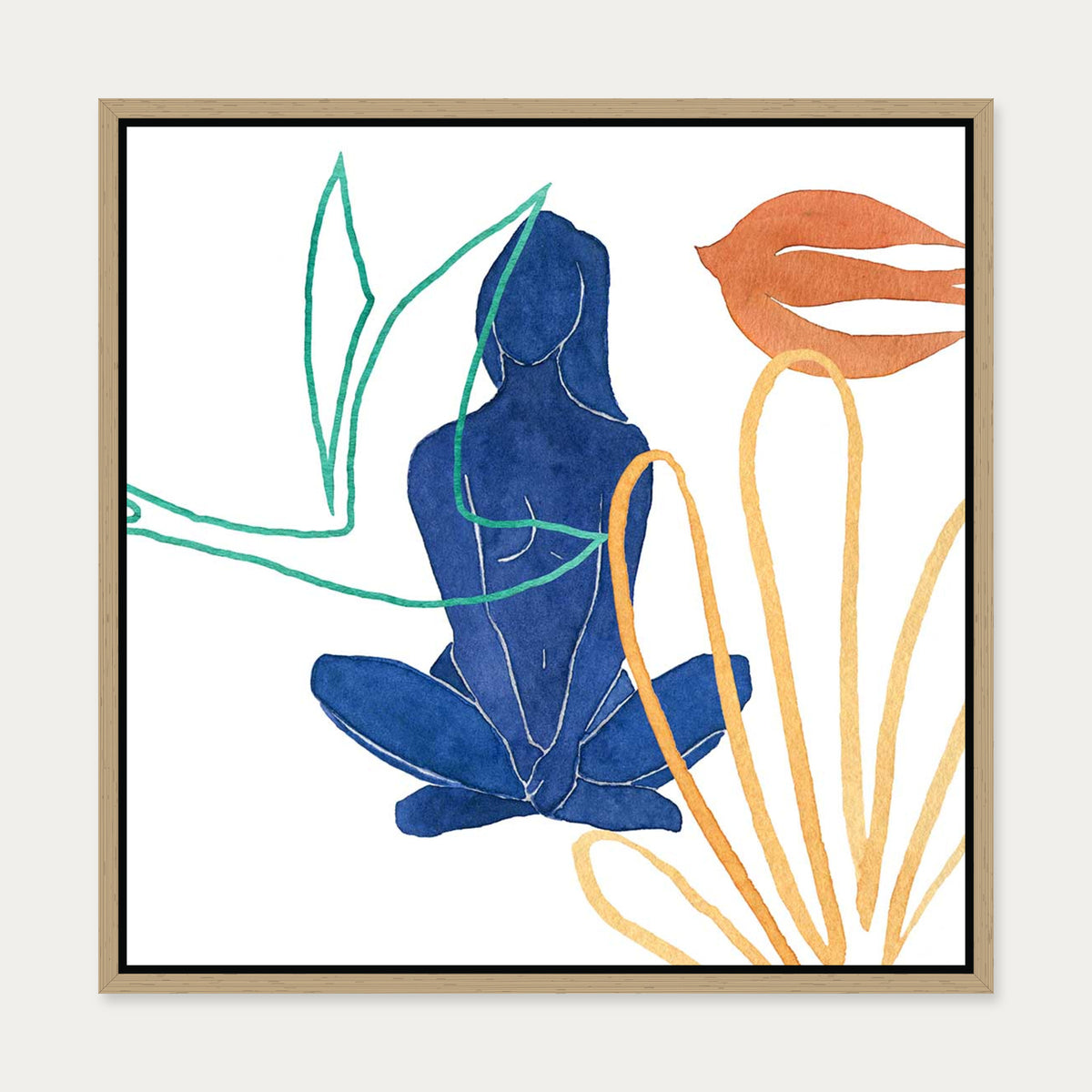 Matisse Female Nude Canvas Art — 50 x 50 cm — Oak Frame