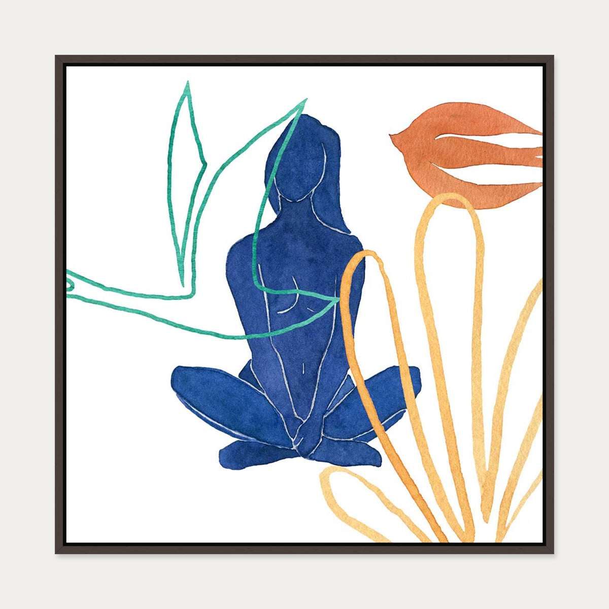Matisse Female Nude Canvas Art — 70 x 70 cm — Brown Frame