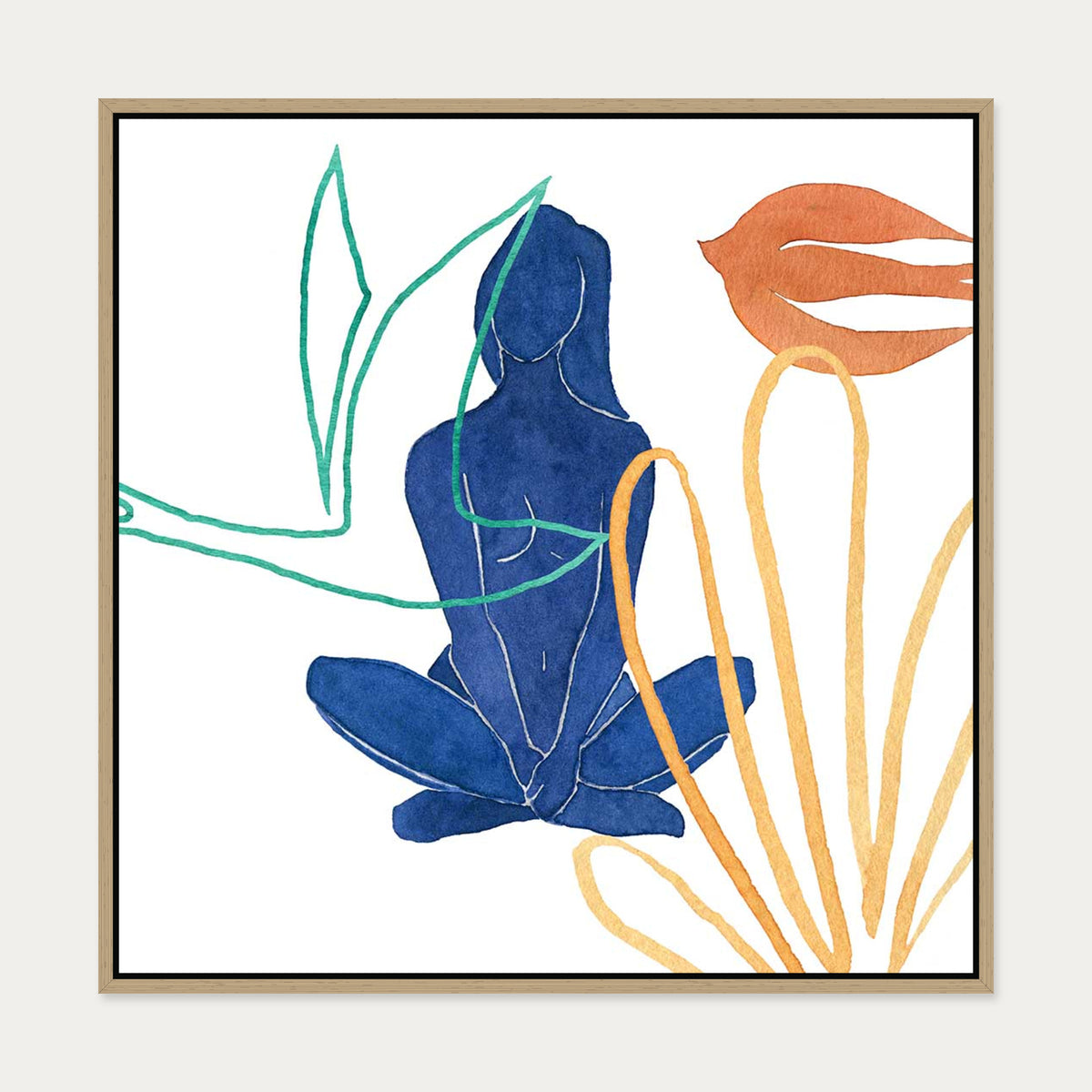 Matisse Female Nude Canvas Art — 70 x 70 cm — Oak Frame