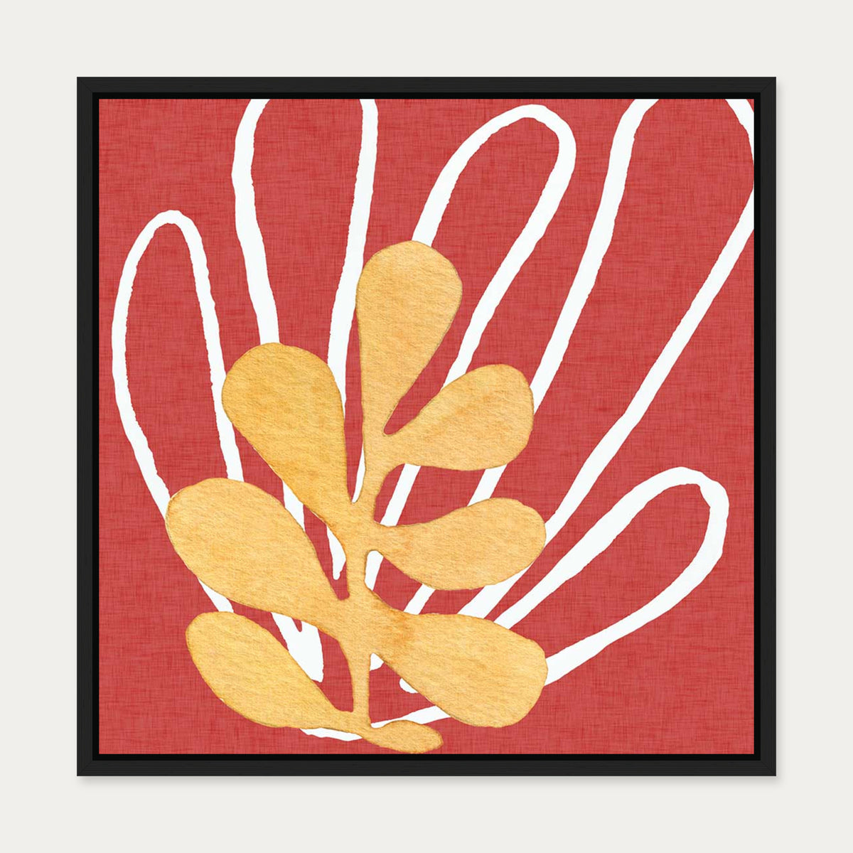 Matisse Red Coral Canvas Art — 50 x 50 cm — Black Frame