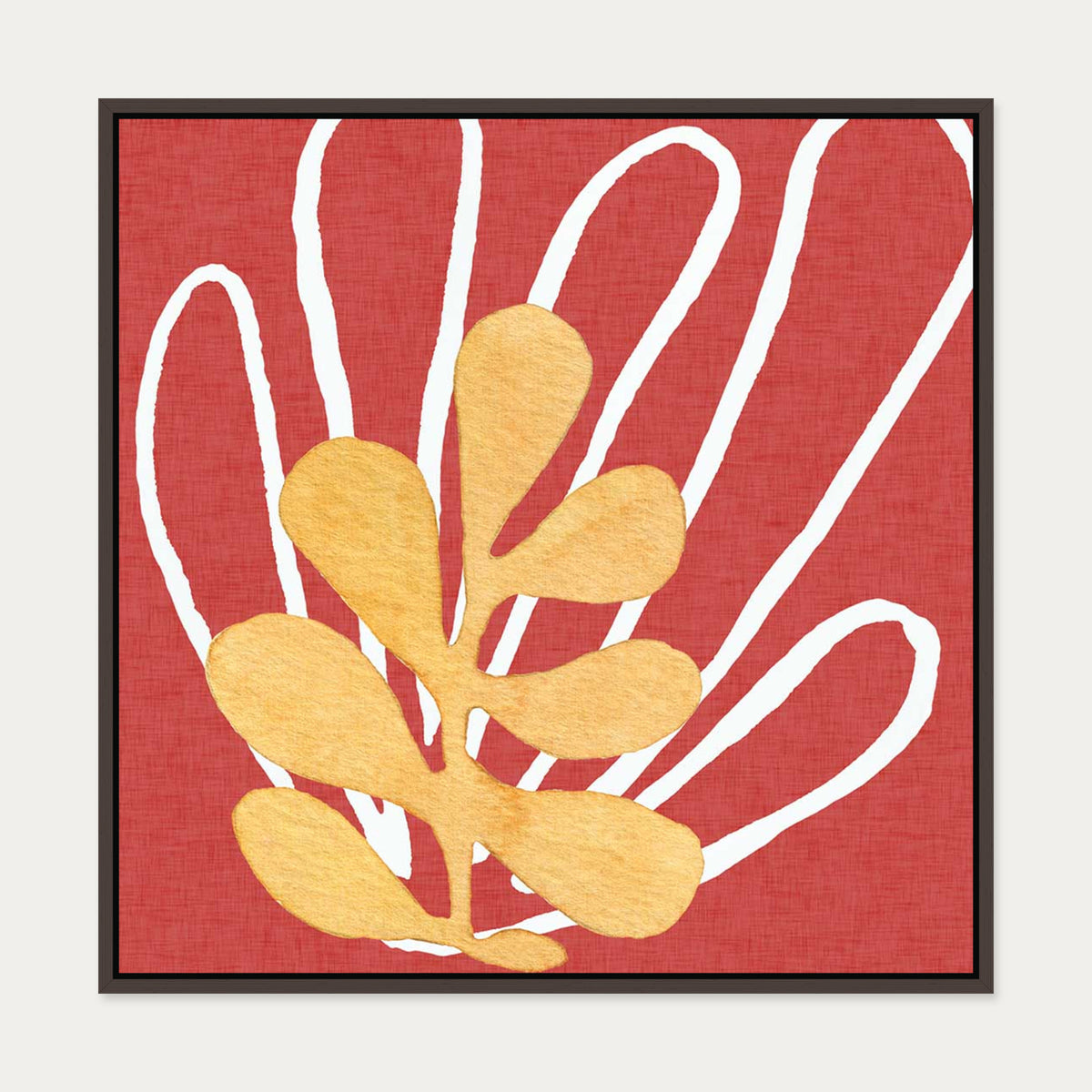 Matisse Red Coral Canvas Art — 70 x 70 cm — Brown Frame
