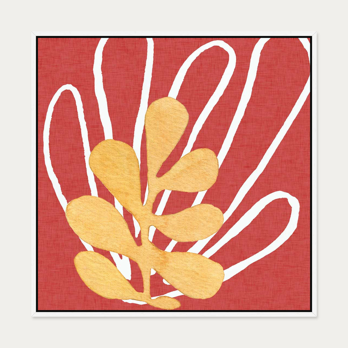 Matisse Red Coral Canvas Art — 70 x 70 cm — White Frame