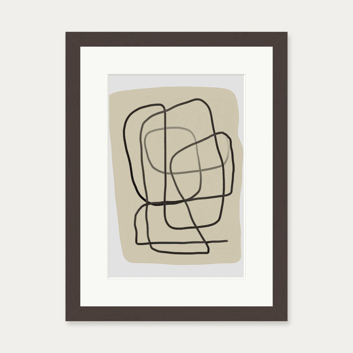Maze Line Wall Art — 30 x 40 cm — Brown Frame