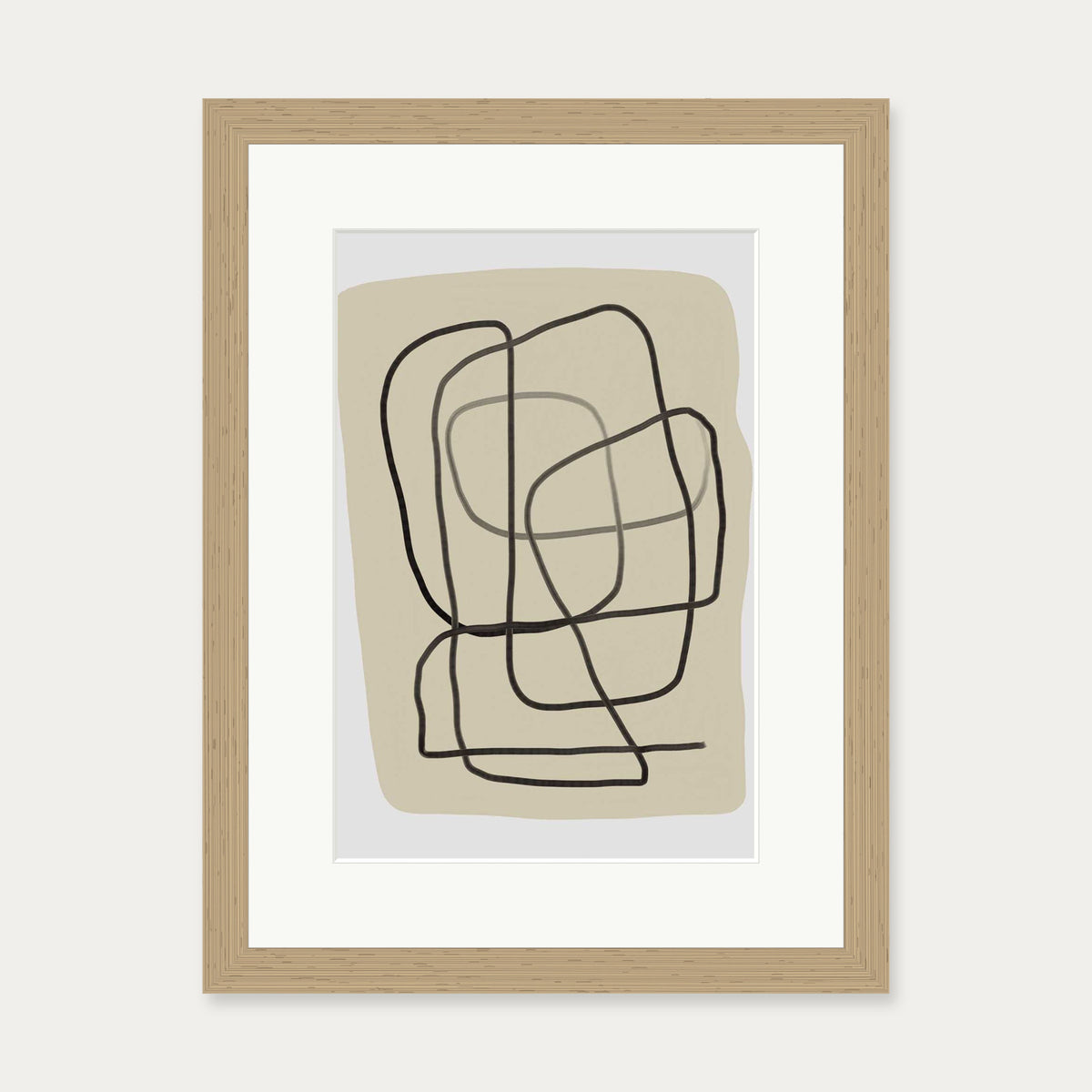 Maze Line Wall Art — 30 x 40 cm — Oak Frame