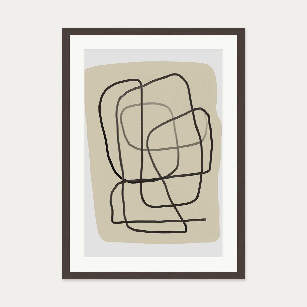 Maze Line Wall Art — 50 x 70 cm — Brown Frame