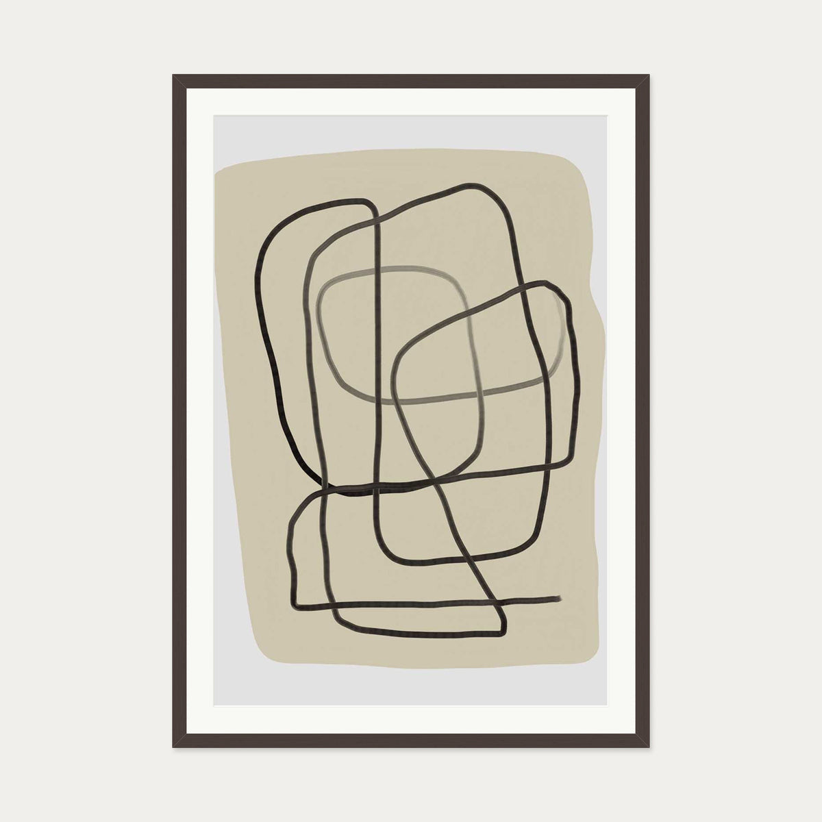 Maze Line Wall Art — 70 x 100 cm — Brown Frame