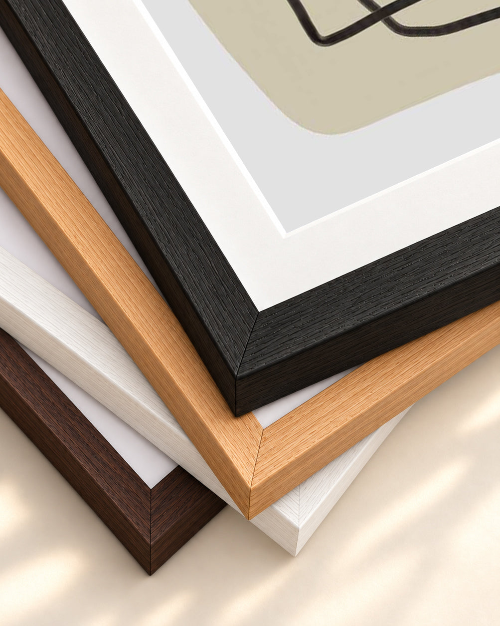 Maze Line Wall Art — framed print corner with 5 cm mount and bevel