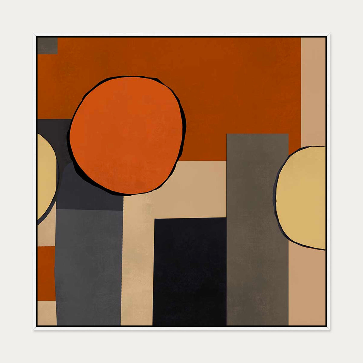 Mid Century Abstract II Canvas Art — 100 x 100 cm — White Frame