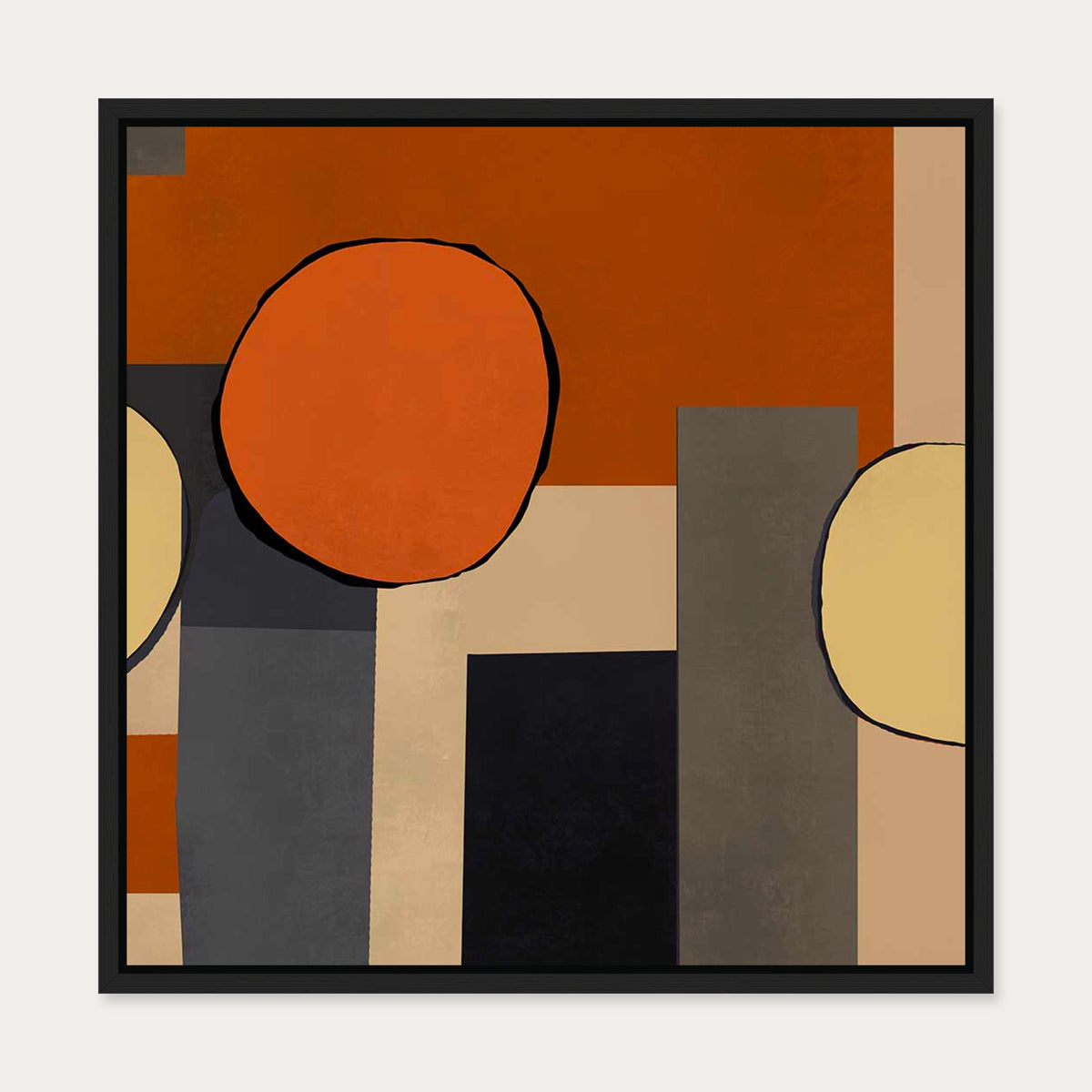 Mid Century Abstract II Canvas Art — 50 x 50 cm — Black Frame