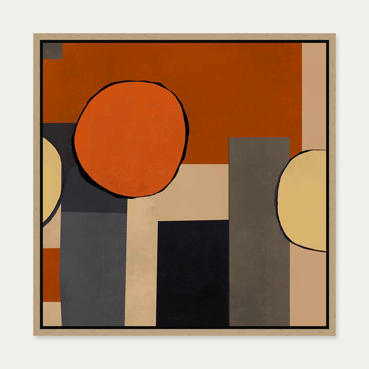 Mid Century Abstract II Canvas Art — 50 x 50 cm — Oak Frame