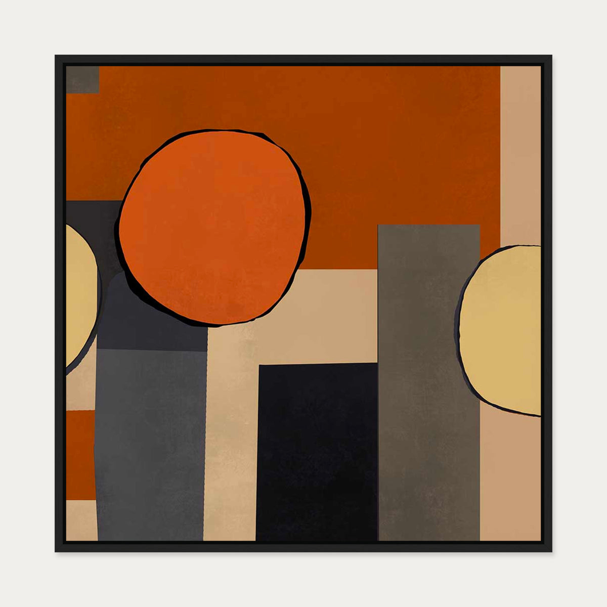 Mid Century Abstract II Canvas Art — 70 x 70 cm — Black Frame