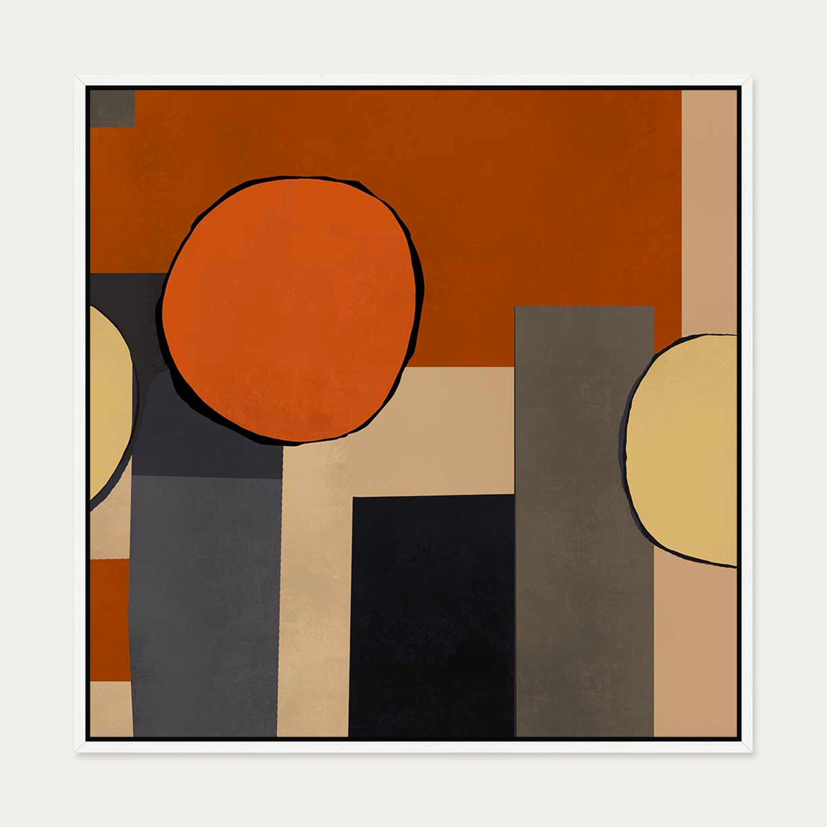 Mid Century Abstract II Canvas Art — 70 x 70 cm — White Frame