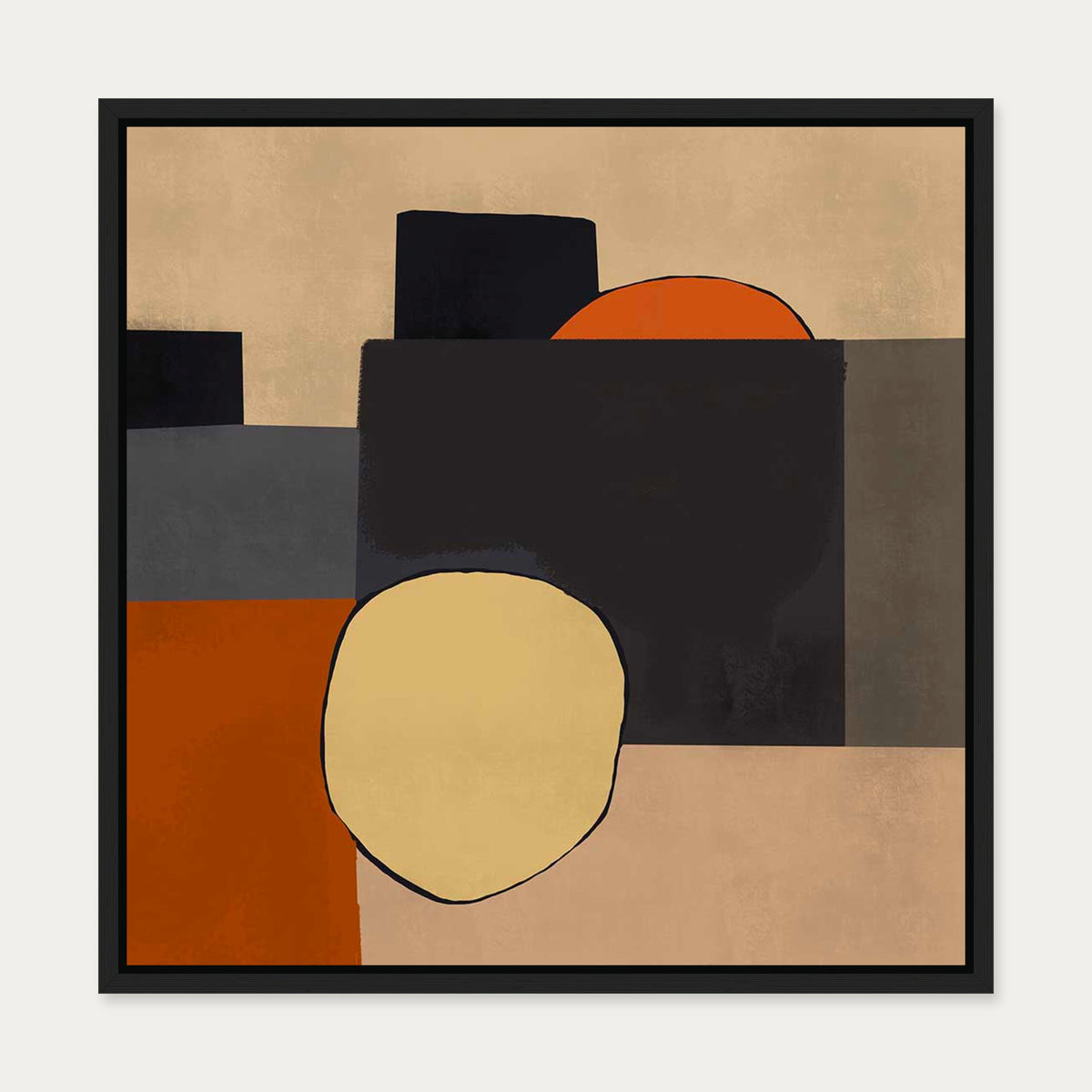 Mid Century Abstract III Canvas Art — 50 x 50 cm — Black Frame