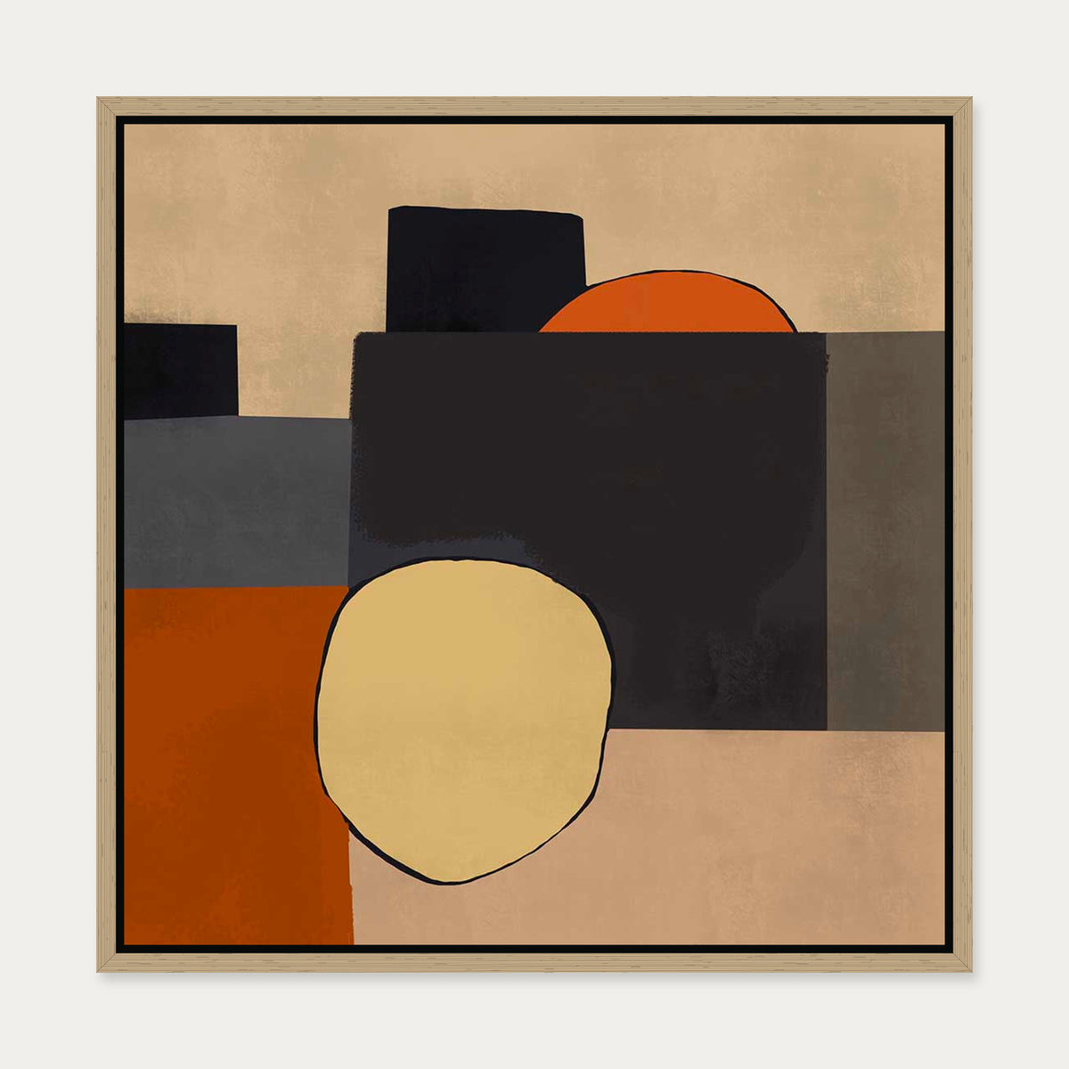 Mid Century Abstract III Canvas Art — 50 x 50 cm — Oak Frame