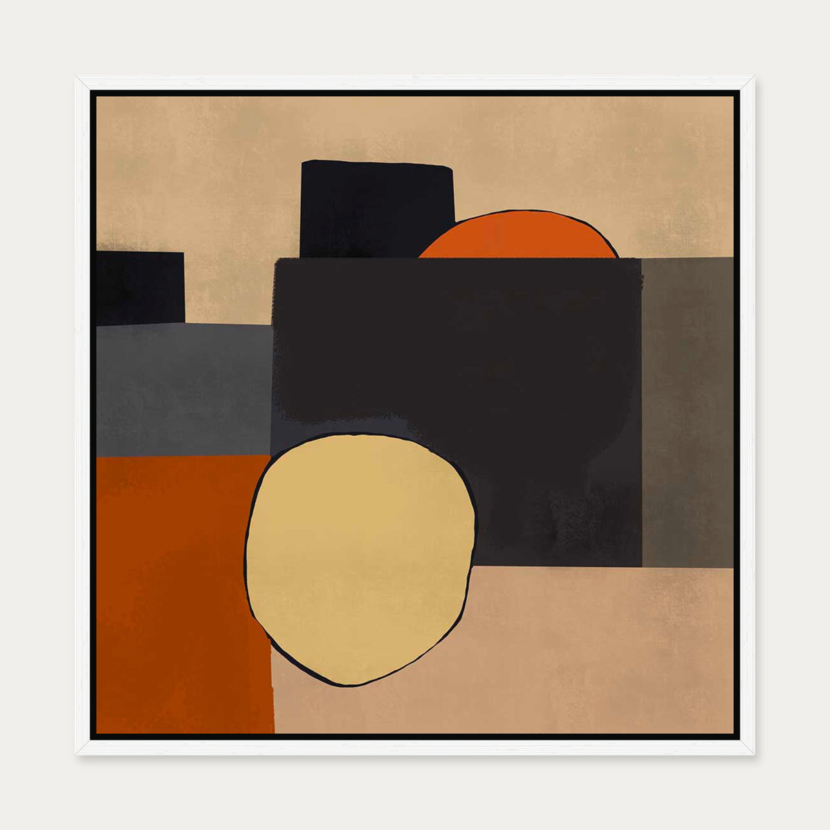 Mid Century Abstract III Canvas Art — 50 x 50 cm — White Frame
