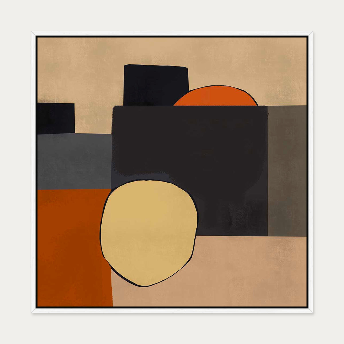 Mid Century Abstract III Canvas Art — 70 x 70 cm — White Frame