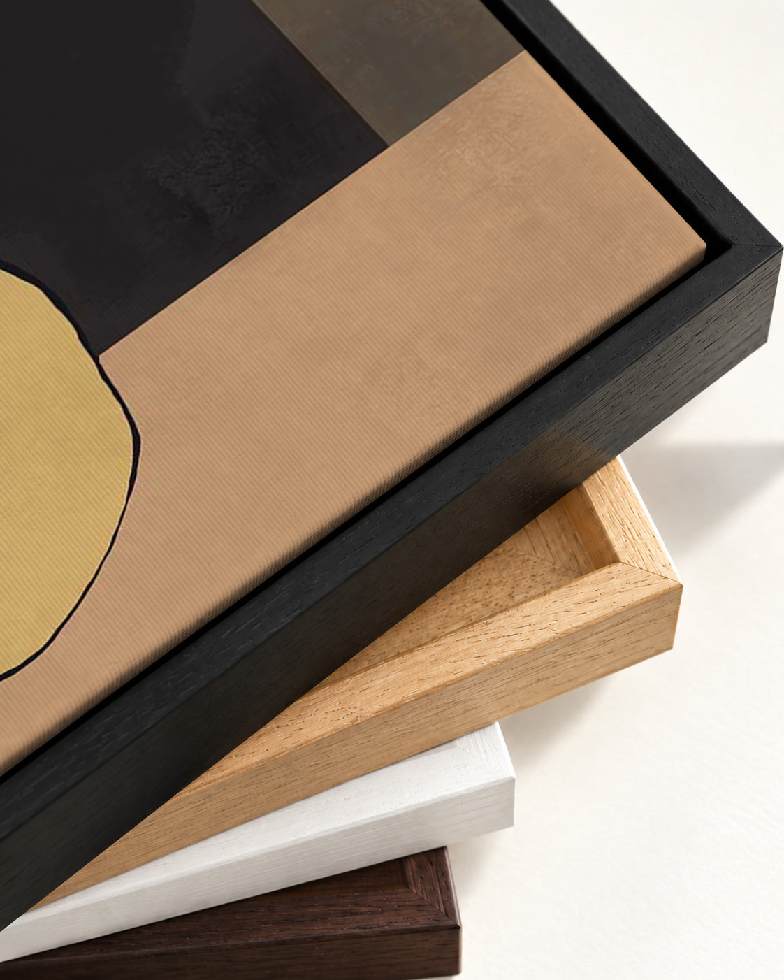 Mid Century Abstract III Canvas Art — framed canvas corner and wrapped canvas detail