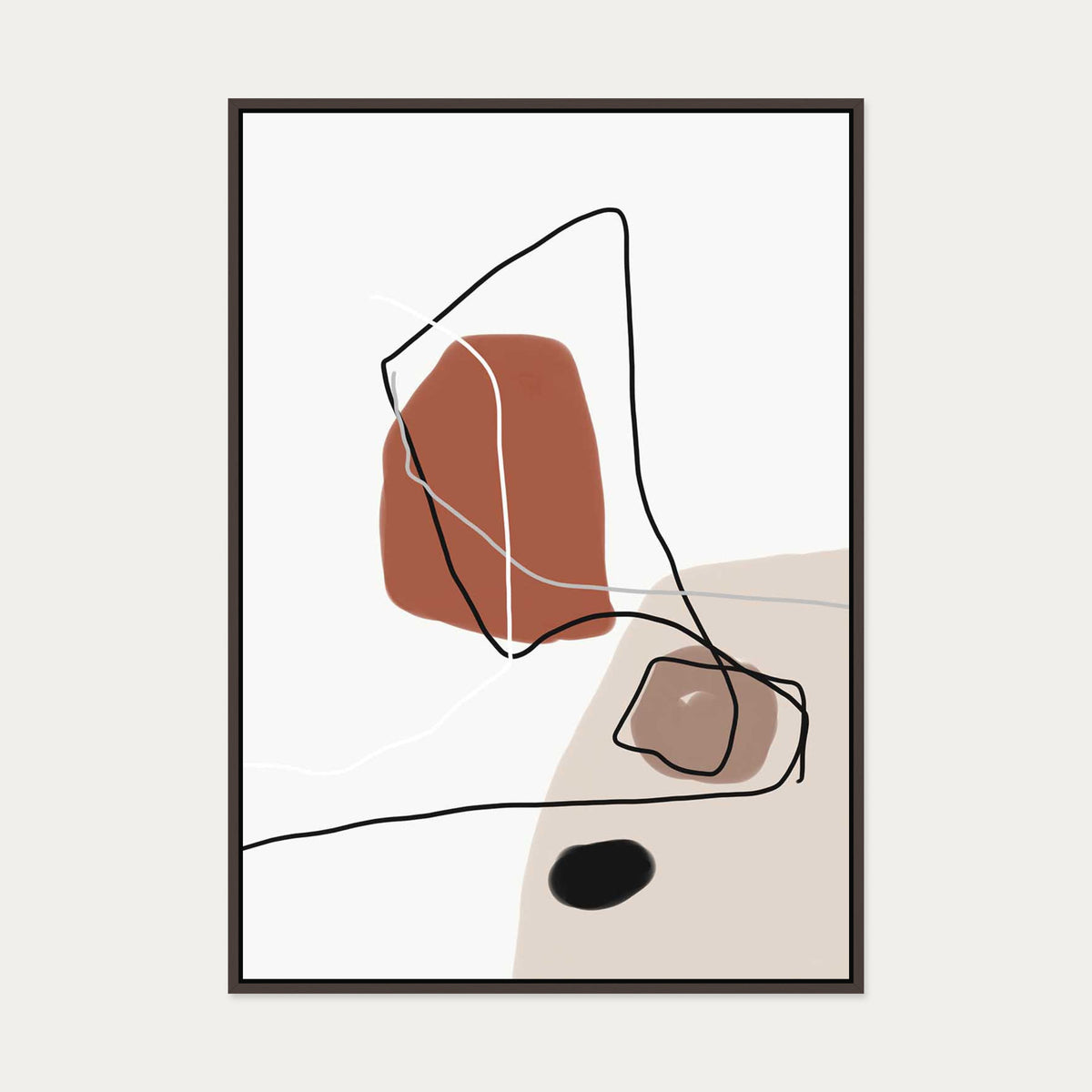 Mid Century Design Canvas Art — 70 x 100 cm — Brown Frame