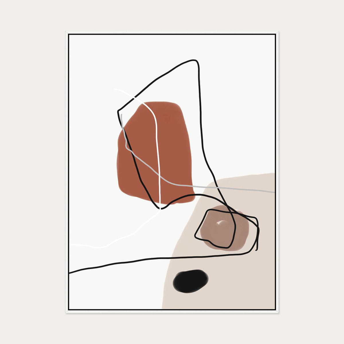 Mid Century Design Canvas Art — 90 x 120 cm — White Frame