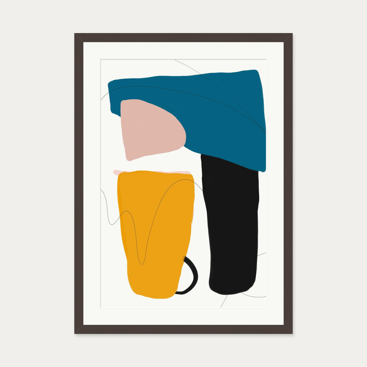Mid Century Modern Art Print — 50 x 70 cm — Brown Frame