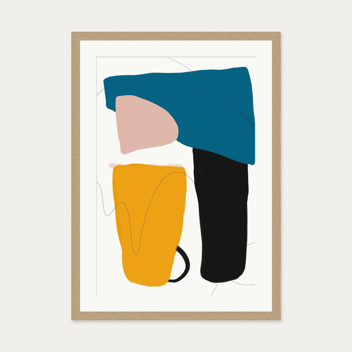 Mid Century Modern Art Print — 50 x 70 cm — Oak Frame