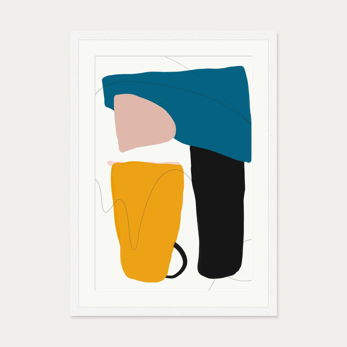 Mid Century Modern Art Print — 50 x 70 cm — White Frame