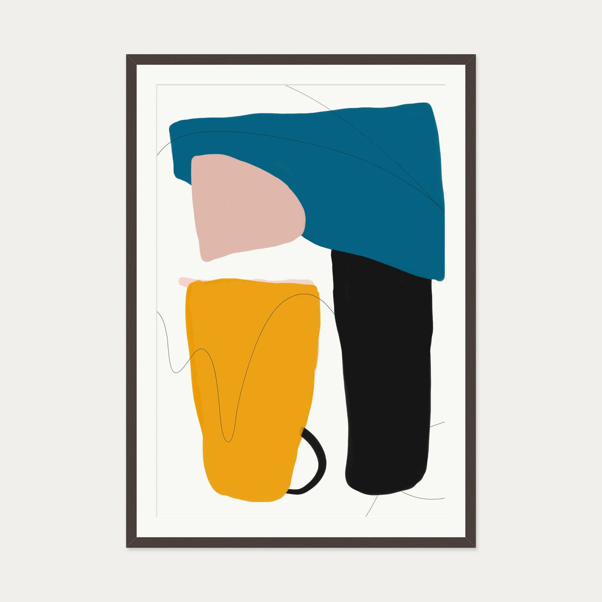 Mid Century Modern Art Print — 70 x 100 cm — Brown Frame