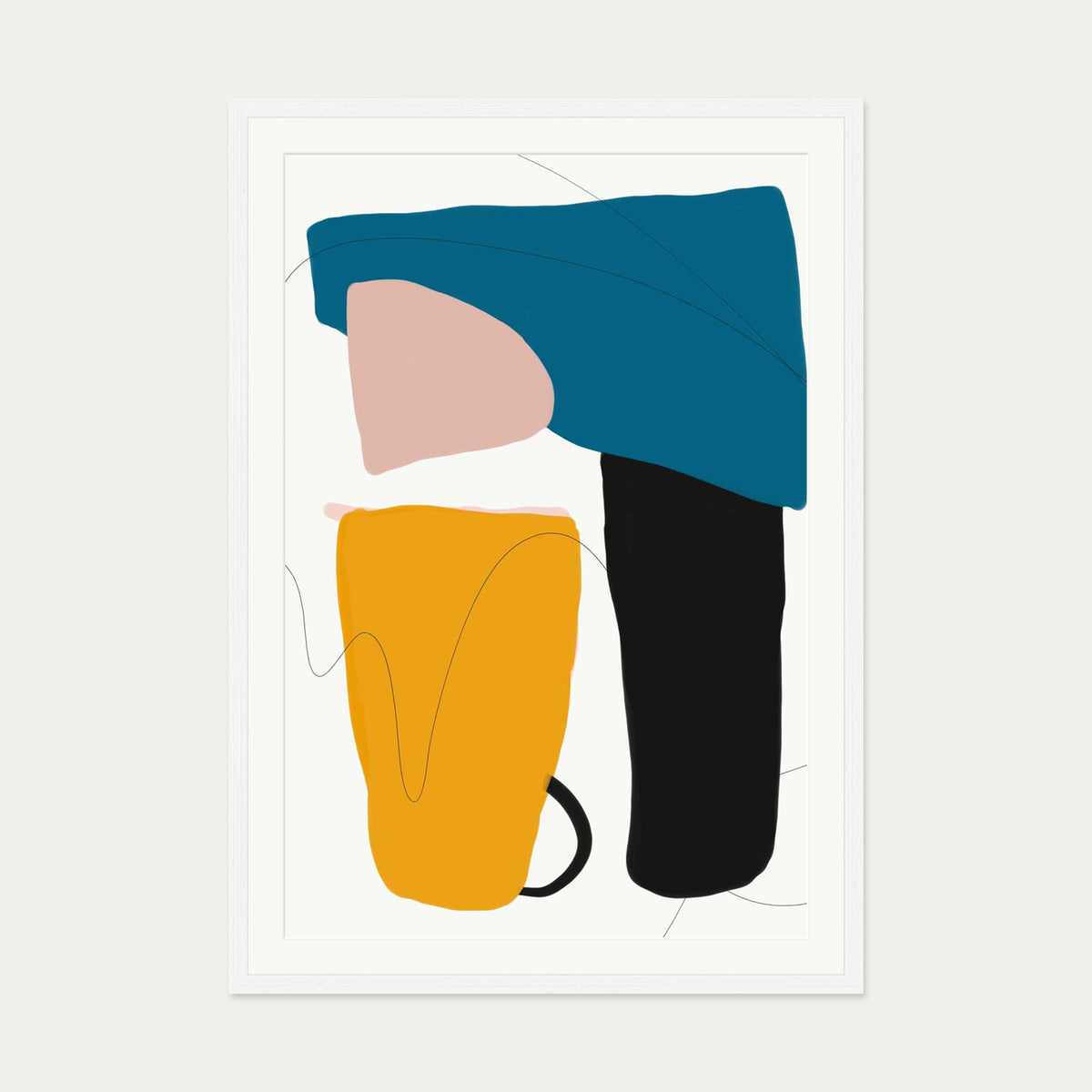 Mid Century Modern Art Print — 70 x 100 cm — White Frame