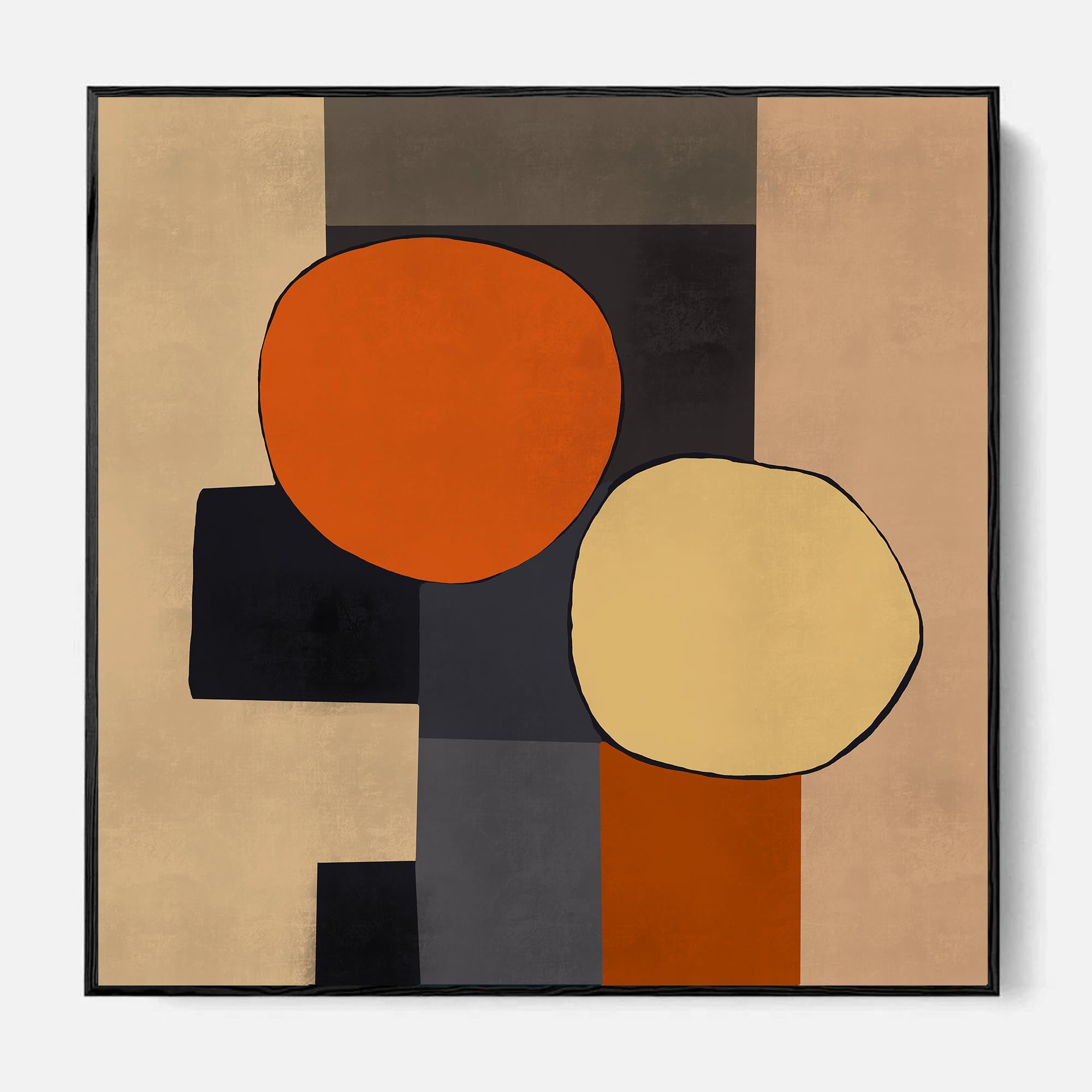 Mid Century Abstract Framed Canvas