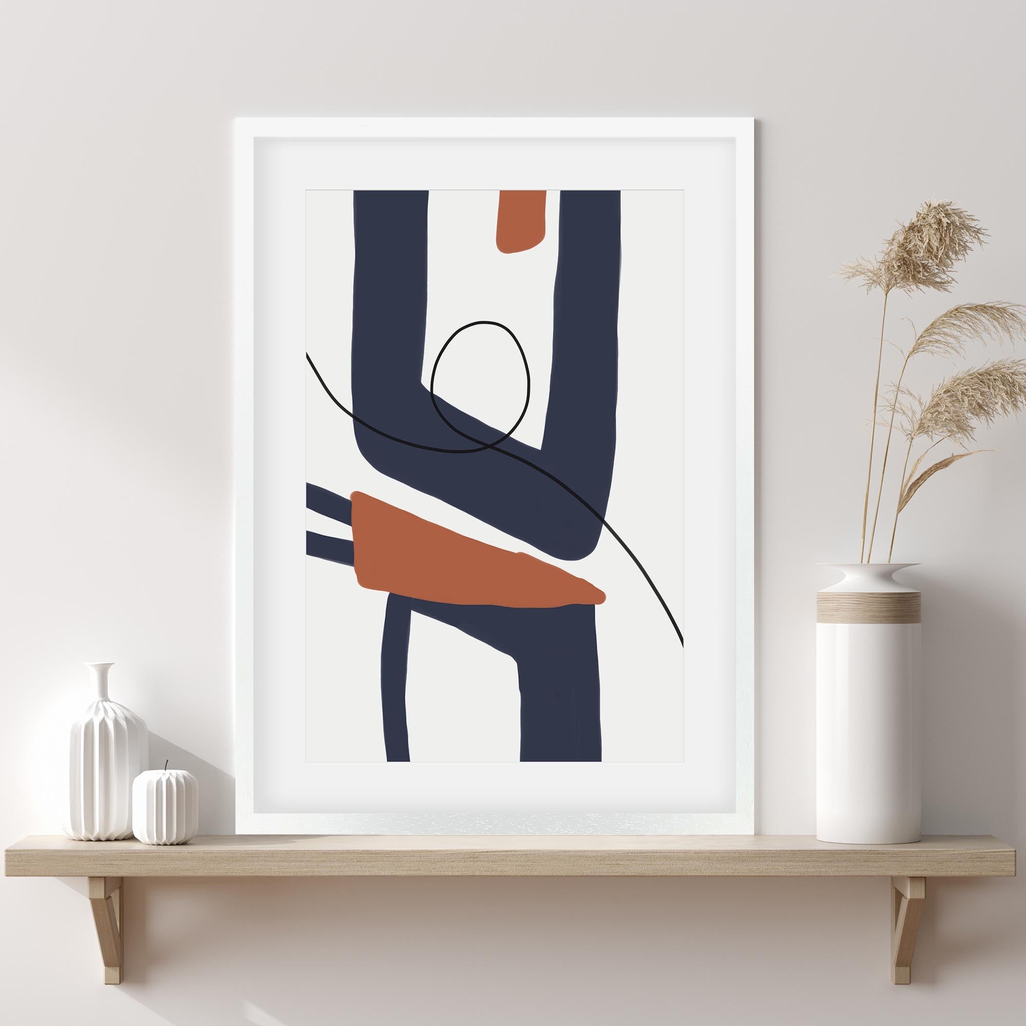 Navy Modern Abstract Framed Art