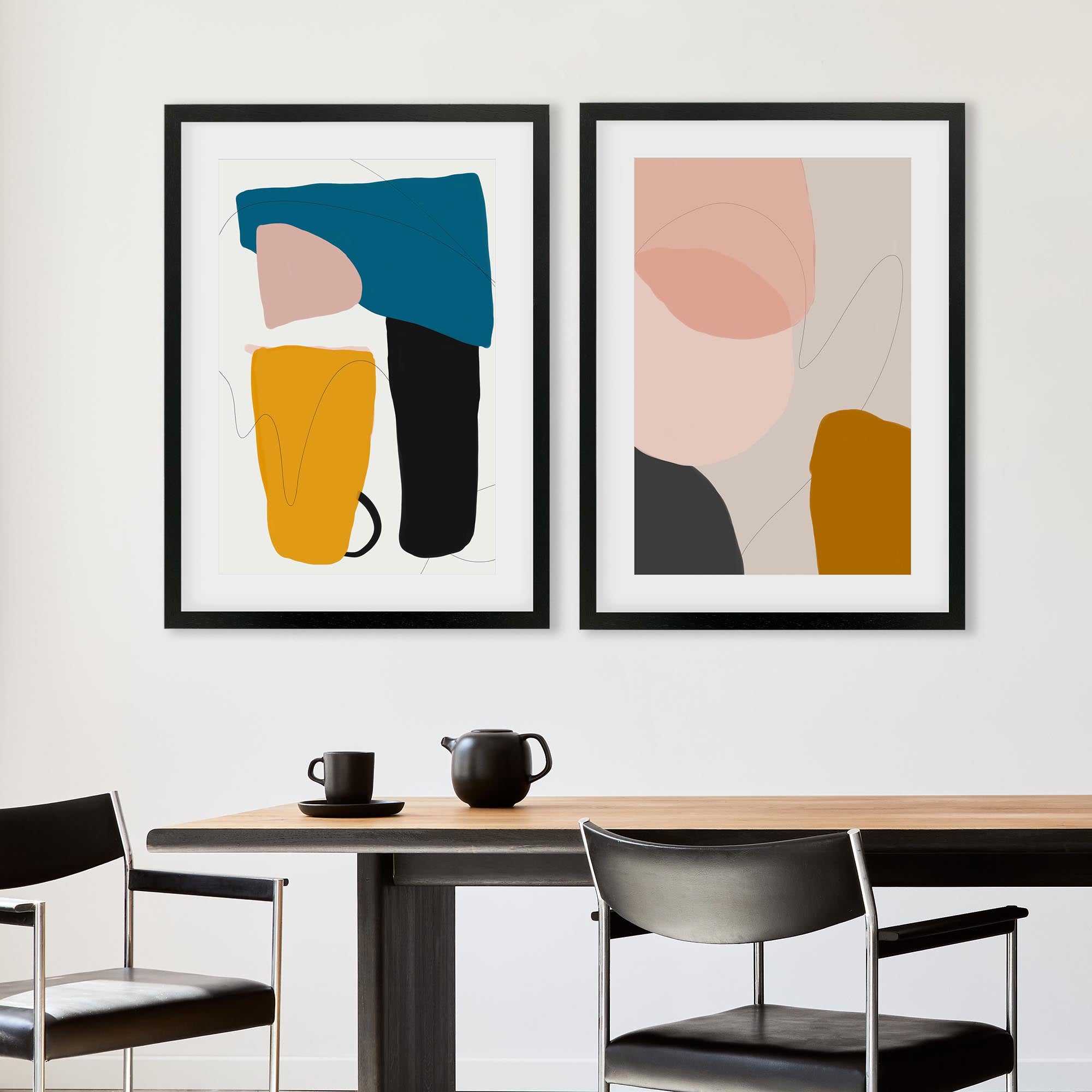 Mid Century Pastel Shapes - Print Set Of 2