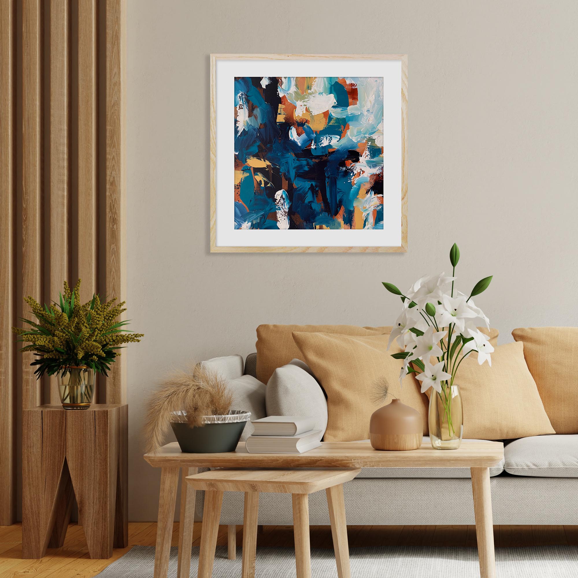 Midnight Blue Abstract Framed Art