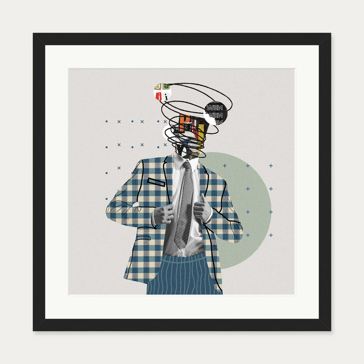 Mind Blown Graphic Art Print — 50 x 50 cm — Black Frame