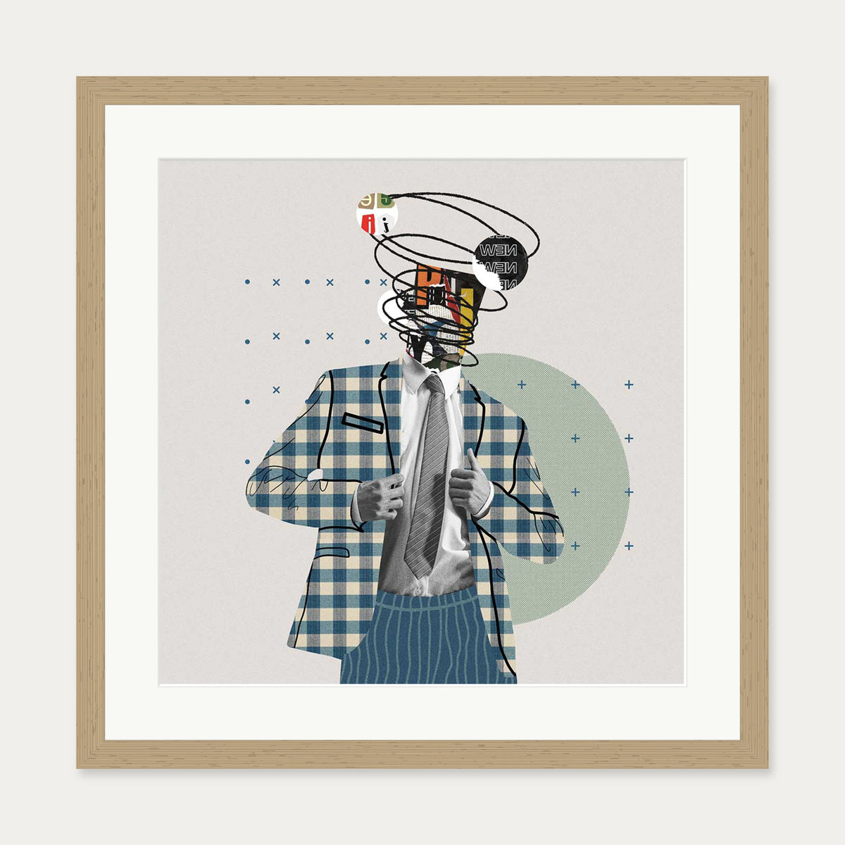 Mind Blown Graphic Art Print — 50 x 50 cm — Oak Frame
