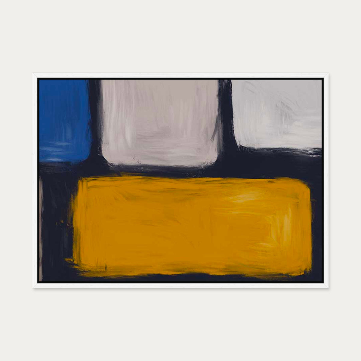 Mind The Block Canvas Art — 50 x 70 cm — White Frame