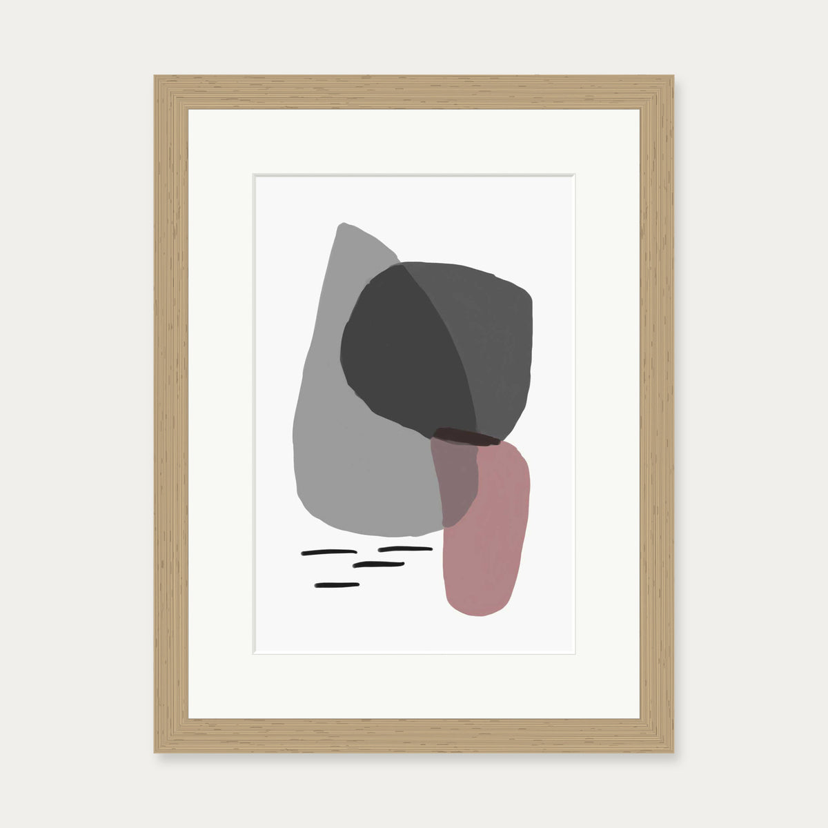 Minimal Abstract Shapes 2 Art Print — 30 x 40 cm — Oak Frame