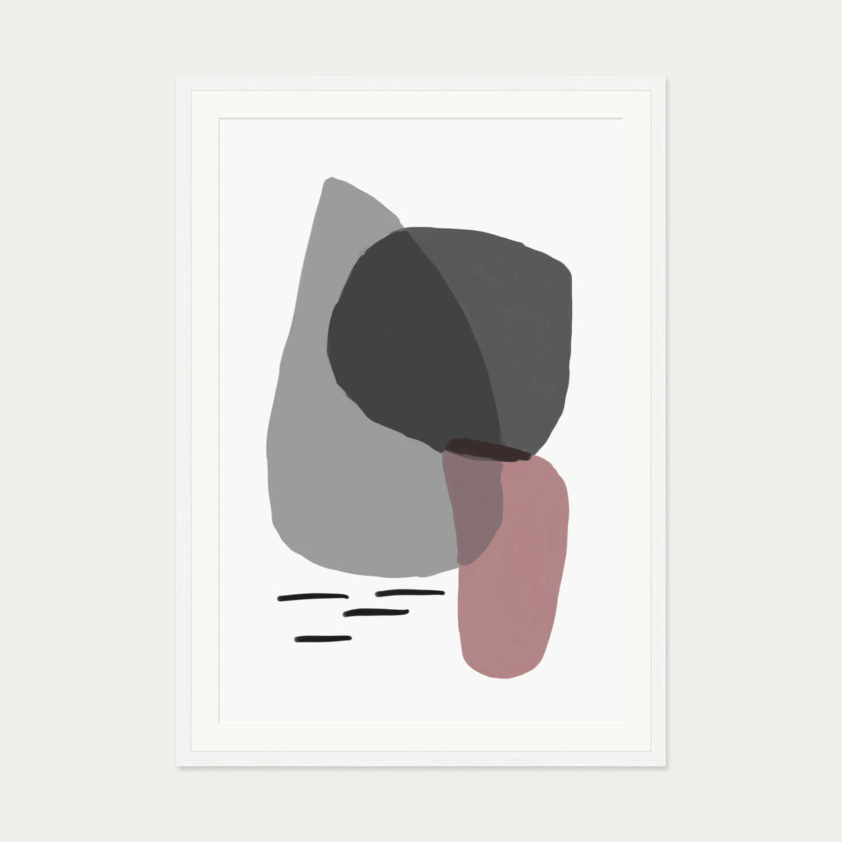 Minimal Abstract Shapes 2 Art Print — 70 x 100 cm — White Frame